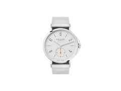Nomos Glashütte Ahoi neomatik Automatik Edelstahl 36mm weißes Zifferblatt Metallband – Damenuhren Uhr ohne Datum aus Edelstahl. Das Gehäuse ist rund und silber. Das Edelstahlarmband ist silber. Das Zifferblatt ist arabisch Index und weiß.