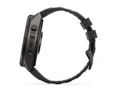 Garmin Fenix 9 Pro inReach Titan 51mm digitales Display schwarzes Silikonband – Herrenuhren Uhr Multifunktion aus Kautschuk und Titan. Das Gehäuse ist rund und schwarz. Das Kautschuk / Kunststoff / Silikon Armband ist schwarz. Das Zifferblatt ist digital und schwarz. – Ansicht 3
