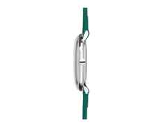 Junghans Max Bill Damen Quarz Edelstahl 32,7mm weißes Zifferblatt grünes Lederband – Damenuhren Uhr mit Datum aus Edelstahl. Das Gehäuse ist rund und silber. Das Lederarmband ist grün. Das Zifferblatt ist arabisch Index und weiß. – Ansicht 3