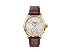 Glashütte Original Senator Alfred Helwig Tourbillon 1920 Handaufzug Roségold 40mm massivgoldenes Zifferblatt braunes Lederband Limitierte Edition – Herrenuhren Uhr ohne Datum aus 750 Rotgold. Das Gehäuse ist rund und roségold. Das Lederarmband Kroko / Alligator ist braun. Das Zifferblatt ist ein Index in weiß.