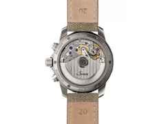 Sinn Spezialuhren 103 Ti Ar Automatik Edelstahl 41mm schwarzes Zifferblatt braunes Textilband – Herrenuhren Chronograph aus Titan. Das Gehäuse ist rund und silber. Das Textilarmband ist beige. Das Zifferblatt ist arabisch und schwarz. – Ansicht 2
