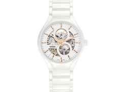 Rado True Round Automatic Open Heart Keramik 40mm weißes Zifferblatt weißes Keramikband – Herrenuhren Uhr ohne Datum aus Keramik und Titan. Das Gehäuse ist rund und weiß. Das Keramikarmband ist weiß. Das Zifferblatt ist ein Index in weiß.