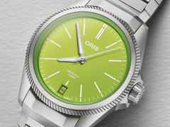 Oris ProPilot X Kermit Automatik Titan 39mm grünes Zifferblatt Metallband – Herrenuhren Uhr mit Datum aus Titan. Das Gehäuse ist rund und grau. Das Titanarmband ist grau. Das Zifferblatt ist ein Index in grün. – Ansicht 3