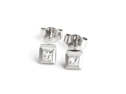 Meilenstein Set  6 Ohrstecker Platin Diamanten Princess – Ohrschmuck Ohrstecker aus 950 Platin.