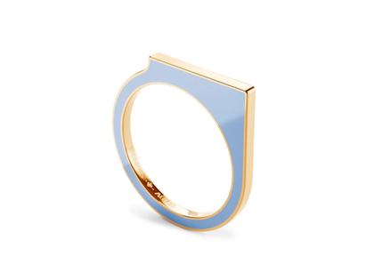 Niessing Setario Square Ring Fine Rose mit hell-dunkelblauer Emaille – Ringe Ring aus 750 Rotgold, Emaille und und .