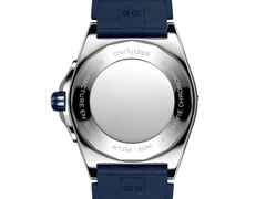 Breitling Super Chronomat Automatic 38 Edelstahl blaues Zifferblatt blaues Kautschukband – Damenuhren Uhr mit Datum aus Edelstahl, Kautschuk und Keramik. Das Gehäuse ist rund und silber. Das Kautschuk / Kunststoff / Silikon Armband ist blau. Das Zifferblatt ist ein Index in blau. – Ansicht 4