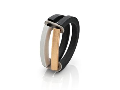 Step by Step Ring 2-reihig Edelstahl mit schwarzem Kautschuk Aluminium silber gold dehnbar – Ringe Ring aus Aluminium, Edelstahl, Kautschuk und und .