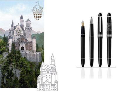 Montblanc Schloss Neuschwanstein Set Meisterstück 2020 Limitierte Edition 2er Set – Schreibgeräte Stiftset aus Edelharz und und platiniert.