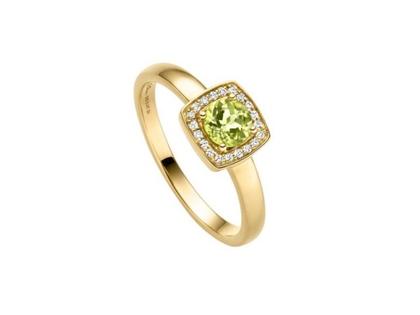 Elaine Firenze Ring Gelbgold mit grünem Peridot und Brillanten 0,070ct – Ringe Ring mit Besatz aus 585 Gelbgold.