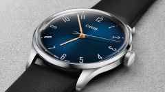 Oris Artelier James Morrison Acadamy of Music Limited Edition – Herrenuhren Uhr ohne Datum aus Edelstahl. Das Gehäuse ist rund und silber. Das Lederarmband ist schwarz. Das Zifferblatt ist ein Index in blau. – Ansicht 5