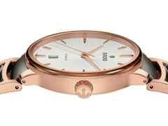 Rado Centrix Automatik Edelstahl Roségold-PVD 39,5mm weißes Zifferblatt Metallband – Herrenuhren Uhr mit Datum aus Edelstahl, Keramik und PVD beschichtet. Das Gehäuse ist rund und roségold. Das Keramikarmband ist grau. Das Zifferblatt ist ein Index in weiß. – Ansicht 3