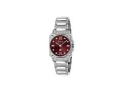 Gucci G-Flat Quarz Edelstahl 24mm rotes Zifferblatt mit Diamanten Metallband YA166508 – Damenuhren Uhr ohne Datum aus Edelstahl. Das Gehäuse ist rechteckig und silber. Das Edelstahlarmband ist silber. Das Zifferblatt ist römisch Index und rot.