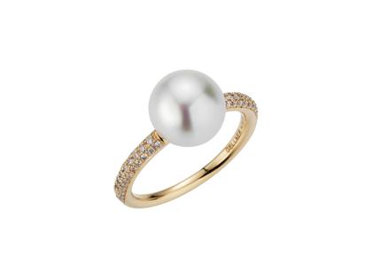 Gellner Modern Classic Ring Gelbgold mit Südseeperle und Brillanten 0,386ct – Ringe Ring mit Besatz aus 750 Gelbgold.