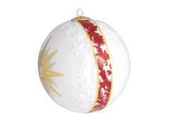 Meissen Baumschmuck Kugel "Meissen Christmas Star" rot mit goldener Öse – Porzellanwaren Porzellandekoration in weiß und aus Porzellan und vergoldet. – Ansicht 3