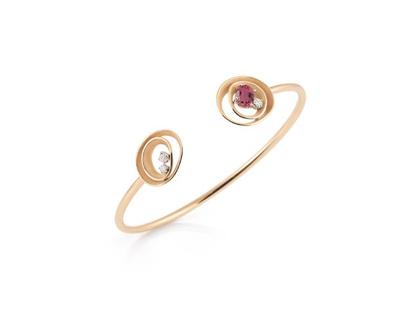 Cammilli Firenze Dune Solar Color Armreif Orange Apricot mit Brillanten 0,190ct – Armschmuck Armreif aus 750 Gelbgold.