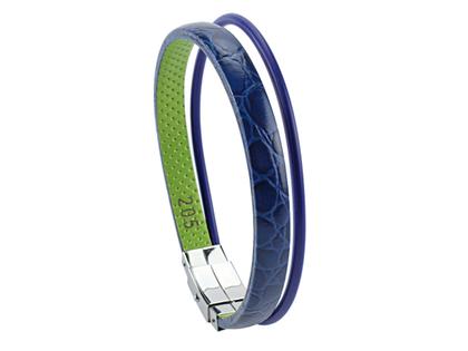 Wendestein/ Balance Band Armband Kalbsleder mit Krokoprint Ultramarin dunkelblau innen grün – Armschmuck Armband aus Edelstahl, Kautschuk, Leder und und .