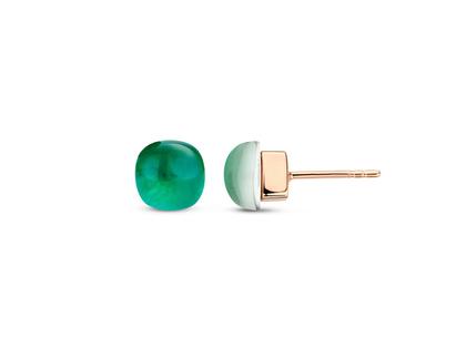 Bigli Mini Sweety "Emerald Green" Ohrstecker Roségold – Ohrschmuck Ohrstecker aus 750 Rotgold.