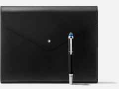 Montblanc Augmented Paper  - digitale Schreibunterlage – Lederwaren Leder Schreibmappe in schwarz und aus Edelharz, Leder und platiniert.