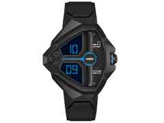 Hamilton Ventura Edge Dune Limited Edition Quarz Edelstahl PVD-Schwarz 51x47mm schwarzes Zifferblatt Kautschukband – Damenuhren Uhr ohne Datum aus Edelstahl, Kautschuk und PVD beschichtet. Das Gehäuse ist sonstige Form und schwarz. Das Kautschuk / Kunststoff / Silikon Armband ist schwarz. Das Zifferblatt ist digital und schwarz.