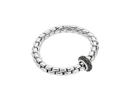 Fope Eka Flex'It Men  Armband breit Weißgold M 1 Ronde mit Brillanten 2,66ct schwarz flexibel – Armschmuck Armband aus 750 Weißgold und und rhodiniert.