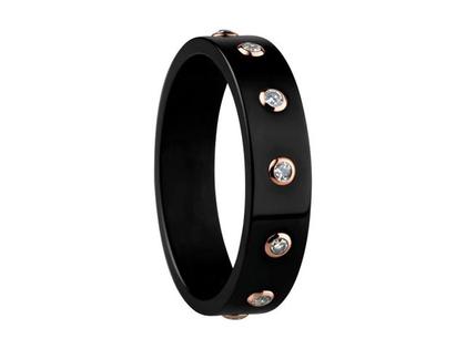Bering Arctic Symphony Innenring breit Zirkonia gefasst mehrfach Keramik Schwarz rosé – Ringe Ring mit Besatz aus Keramik.