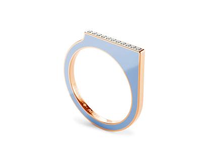 Niessing Setario Square Ring Classic Red mit hell-dunkelblauer Emaille und Brillanten – Ringe Ring aus 750 Rotgold, Emaille und und .