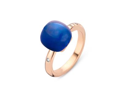 Bigli Mini Sweety "Sapphire Dream" Ring Roségold Gr. M mit Brillant 0,020ct – Ringe Ring mit Besatz aus 750 Rotgold.