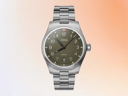 Oris ProPilot Date Automatik Edelstahl 41mm grünes Zifferblatt Metallband – Herrenuhren Uhr mit Datum aus Edelstahl. Das Gehäuse ist rund und silber. Das Edelstahlarmband ist silber. Das Zifferblatt ist arabisch und grün. – Ansicht 7