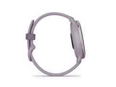 Garmin vívoactive 5 faserverstärktes Polymer orchidee/orchidee metallic 42mm orchideefarbenes Kautschukband – Damenuhren Uhr Multifunktion aus eloxiertes Aluminium, Kautschuk, Kunststoff und PVD beschichtet. Das Gehäuse ist rund und lila. Das Kautschuk / Kunststoff / Silikon Armband ist lila. Der Zifferblatt ist digital. – Ansicht 6