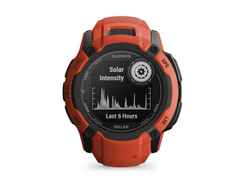 Garmin Instinct 2X Solar faserverstärktes Polymer rot 50 mm Kautschukband rot – Damenuhren Uhr Multifunktion aus Kautschuk und Kunststoff. Das Gehäuse ist rund und rot. Das Kautschuk / Kunststoff / Silikon Armband ist rot. Das Zifferblatt ist digital und schwarz.