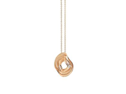 Cammilli Firenze Dune Electa Collier Orange Apricot Gold mit Brillanten 0,070ct – Halsschmuck Kette mit Anhänger aus 750 Gelbgold.