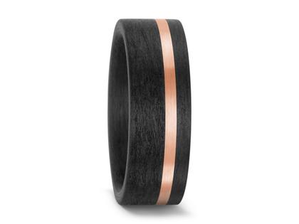 TitanFactory Carbon de Luxe Trauring Gold 02 Herrenring – Ringe Trauring aus 585 Rotgold, Carbon und und .