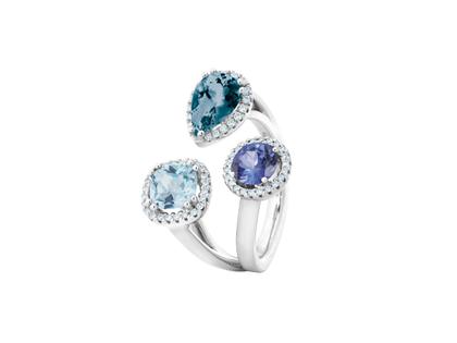 Capolavoro Espressivo Ring Weißgold mit Tansanit, London Blue Topas, Sky Blue Topas und Brillanten 0,220ct – Ringe Ring mit Besatz aus 750 Weißgold.
