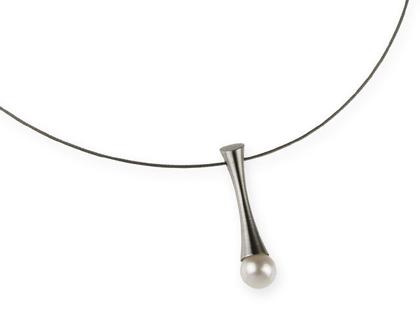 Ernstes Design K77 Collier mit Süsswasserperle – Halsschmuck Collier aus Edelstahl.