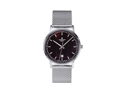 Junghans Milano Solar Quarz Edelstahl 37mm schwarzes Zifferblatt Metallband – Herrenuhren Uhr mit Datum aus Edelstahl. Das Gehäuse ist rund und silber. Das Edelstahlarmband ist silber. Das Zifferblatt ist ein Index in schwarz.