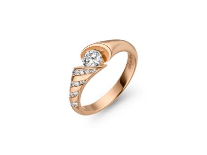 Schaffrath Calla Damenring   Roségold mit Brillant 0,24 – Ringe Ring mit Besatz aus 750 Rotgold.