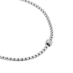 Fope Eka Tiny Collier Weißgold schmal 1 Ronde Pavé 43 cm – Halsschmuck Collier aus 750 Weißgold. – Ansicht 2
