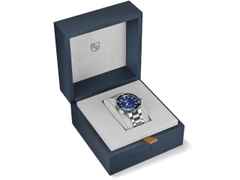 Oris Aquis Date Sun Wukong Limited Edition Automatik Edelstahl 41,5mm blaues Zifferblatt Metallband – Herrenuhren Uhr mit Datum aus Edelstahl und Keramik. Das Gehäuse ist rund und silber. Das Edelstahlarmband ist silber. Das Zifferblatt ist ein Index in blau. – Ansicht 6