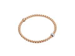 Fope Eka Tiny Flex'It Armband Roségold mit 1 Weißgold-Ronde und Brillanten 0,12ct flexibel – Armschmuck Armband aus 750 Rotgold, 750 Weißgold und und .