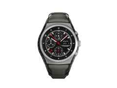 Porsche Design Chronograph 1 - Utility Hodinkee 2026 Limited Edition Automatik Titan 41mm schwarzes Zifferblatt Titanband und Lederband – Herrenuhren Chronograph aus Leder, Titan und Titancarbid beschichtet. Das Gehäuse ist rund und grau. Das Titanarmband ist grau. Das Zifferblatt ist ein Index in schwarz. – Ansicht 2