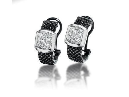 Cédé Creation Milanaise Brillanten tonneau Ohrstecker schwarz – Ohrschmuck Ohrstecker aus 750 Weißgold, Edelstahl und und .