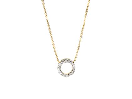 Schmuckwerk Alpen Halskette Gelbgold mit Anhänger 11 Brillanten – Halsschmuck Kette mit Anhänger aus 750 Gelbgold, 750 Weißgold und und .