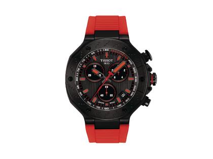Tissot T-Race Chronograph Quarz Edelstahl Schwarz-PVD 45mm schwarzes Zifferblatt rotes Kautschukband – Herrenuhren Chronograph aus Edelstahl, Kautschuk und PVD beschichtet. Das Gehäuse ist rund und schwarz. Das Kautschuk / Kunststoff / Silikon Armband ist rot. Das Zifferblatt ist ein Index in schwarz.