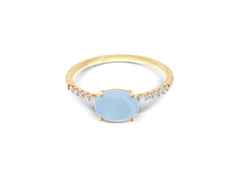 Nanis Dancing in the Rain Azure Ring Gelbgold Milky Aquamarin mittel – Ringe Ring mit Besatz aus 750 Gelbgold.