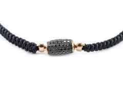 Jörg Heinz Makramee-Armband schwarz 17cm Tönnchen aus Rotgold mit Brillanten 0,462ct – Armschmuck Armband in schwarz und aus 750 Rotgold. – Ansicht 2