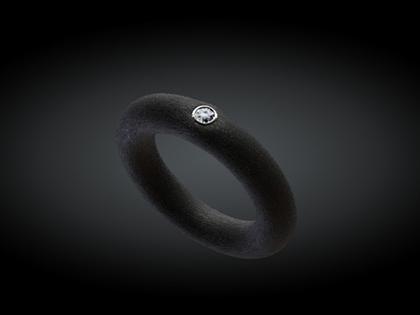 André Ribeiro Ring Kautschuk mit Brillant 0,06 – Ringe Ring mit Besatz aus 750 Weißgold, Kautschuk und und .