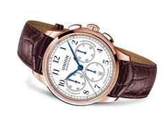 Union Glashütte 1893 Johannes Dürrstein Edition Chronograph Handaufzug Rotgold 41mm weißes Zifferblatt braunes Lederband limitiert – Herrenuhren Chronograph aus 750 Rotgold. Das Gehäuse ist rund und roségold. Das Lederarmband ist braun. Das Zifferblatt ist arabisch und weiß. – Ansicht 4