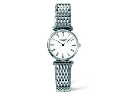 Longines La Grande Classique Damenuhr XS weiß römisch Metallband – Damenuhren Uhr ohne Datum aus Edelstahl. Das Armband ist ein Edelstahlarmband. Der Zifferblatt ist römisch.