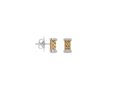 Fope Essentials Ohrstecker Gelbgold klein quadratisch mit Brillanten – Ohrschmuck Ohrstecker aus 750 Gelbgold, 750 Weißgold und und .