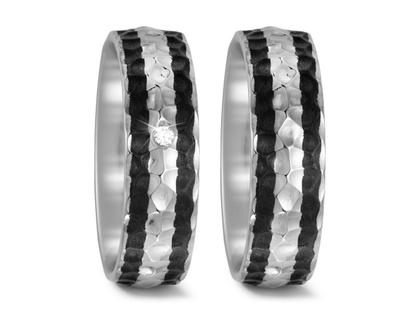 TitanFactory Carbon Titan Partnerringpaar 4 – Ringe Trauring mit Besatz aus Carbon, Titan und und .